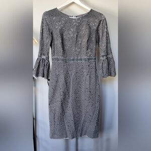 Tommy Hilfiger Black Lace Long Bell Sleeve Dress